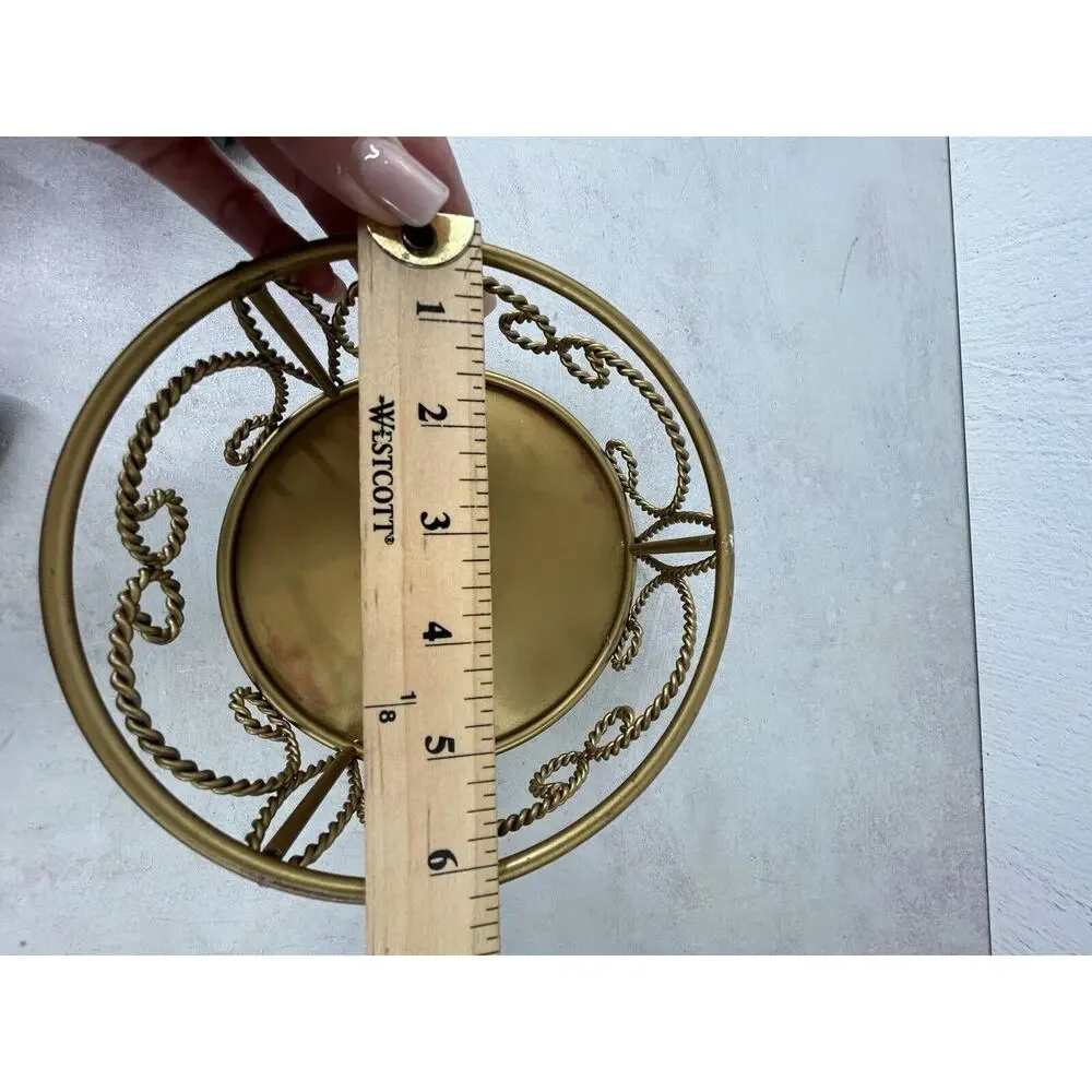 vintage gold iron pedestal‎ Large candle holder
